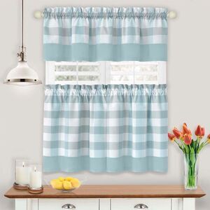 Hunter Ice Blue Plaid Modern Window Curtain Panels : 42" X 84" Panels - Single